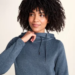 Acer Womens Oversized Supersoft Knitlook Fleece Hoody - Smokey Blue Melange