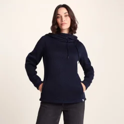 Acer Womens Oversized Supersoft Knitlook Fleece Hoody - Oxford Blue Marl