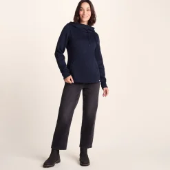 Acer Womens Oversized Supersoft Knitlook Fleece Hoody - Oxford Blue Marl