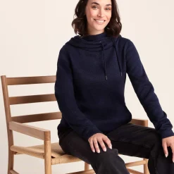 Acer Womens Oversized Supersoft Knitlook Fleece Hoody - Oxford Blue Marl