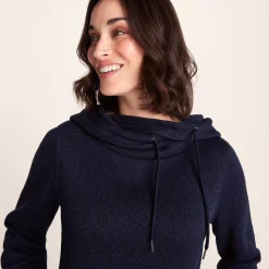 Acer Womens Oversized Supersoft Knitlook Fleece Hoody - Oxford Blue Marl
