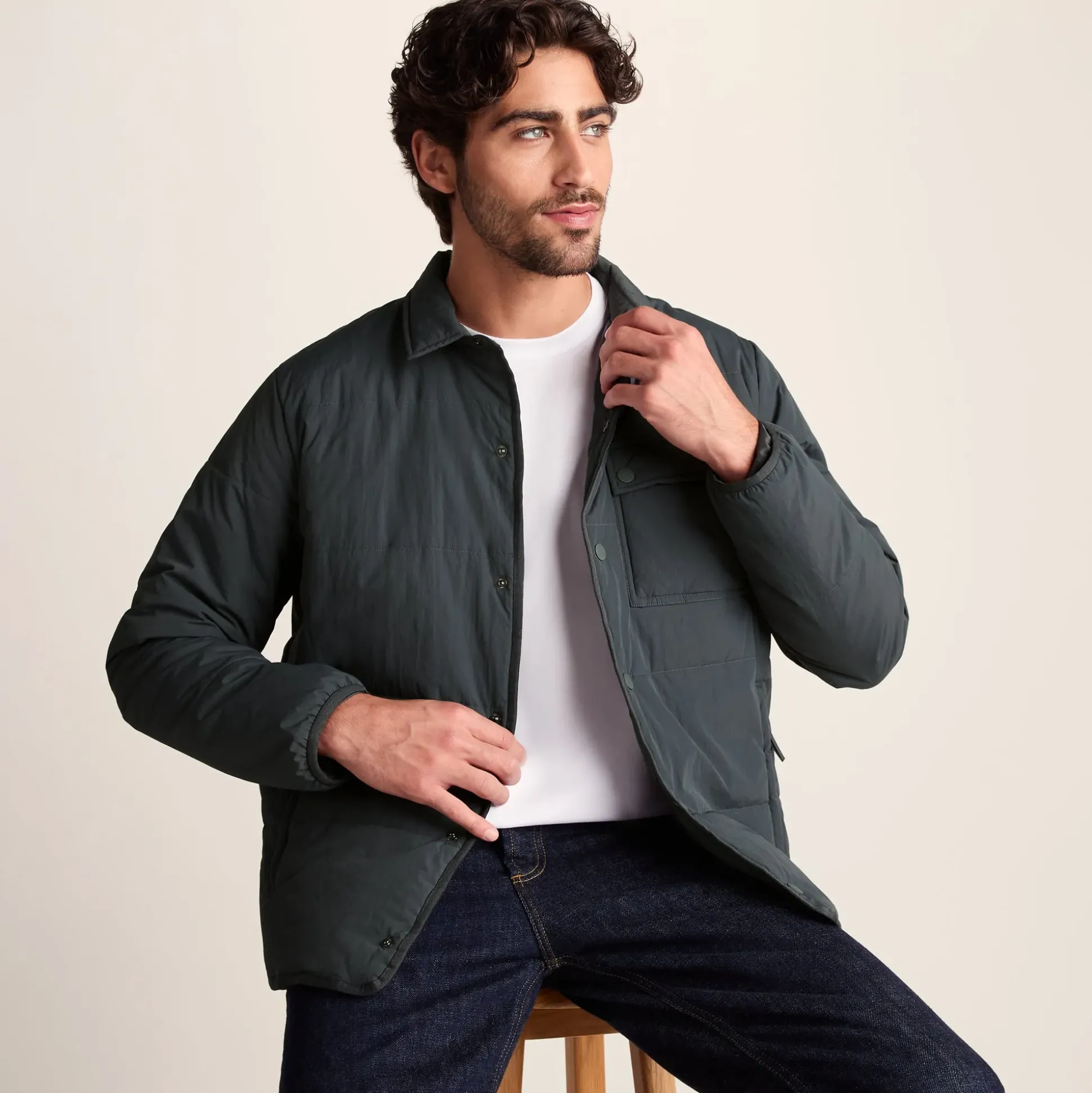 Adamson Mens Shower Resistant Insulated Shacket - Deep Slate
