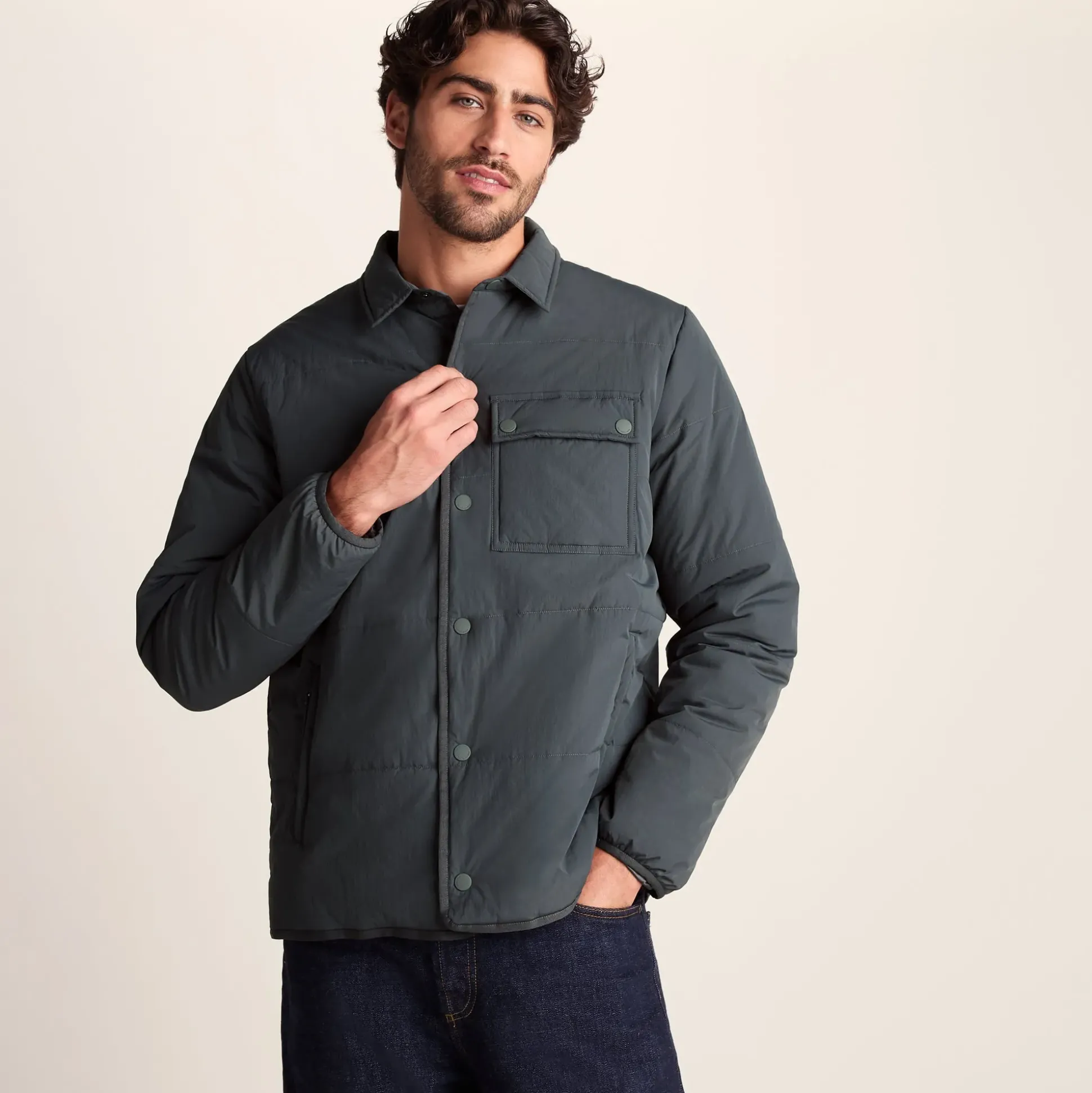 Adamson Mens Shower Resistant Insulated Shacket - Deep Slate