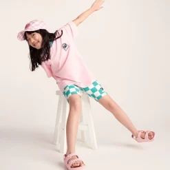 Altay Kids Shaun the Sheep Cycling Short - Spearmint/Woolly Checkerboard