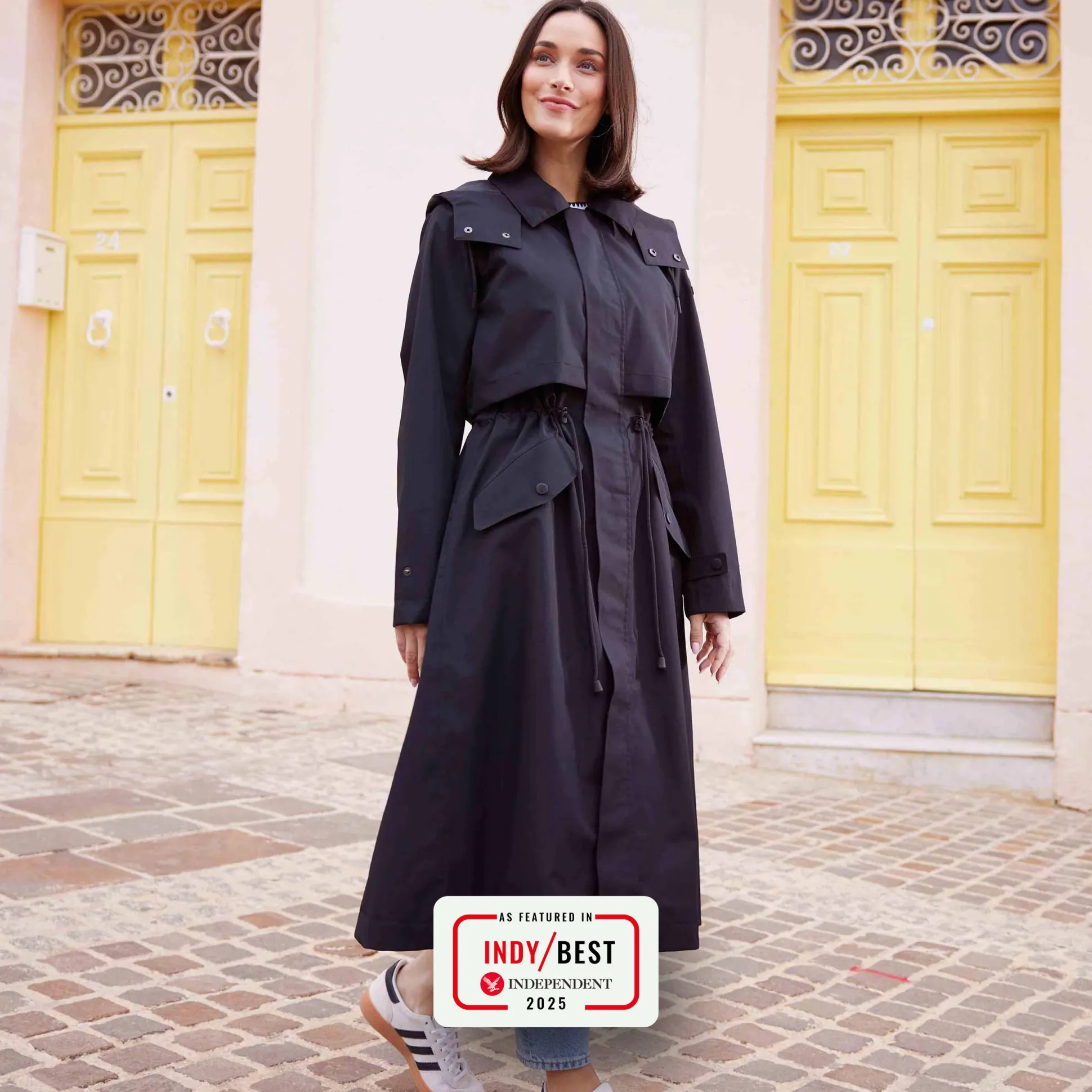 Alva Womens Waterproof Trench Coat - Black