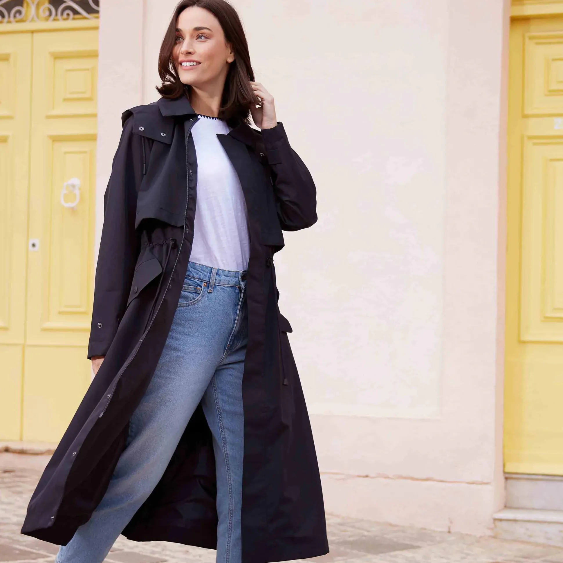 Alva Womens Waterproof Trench Coat - Black