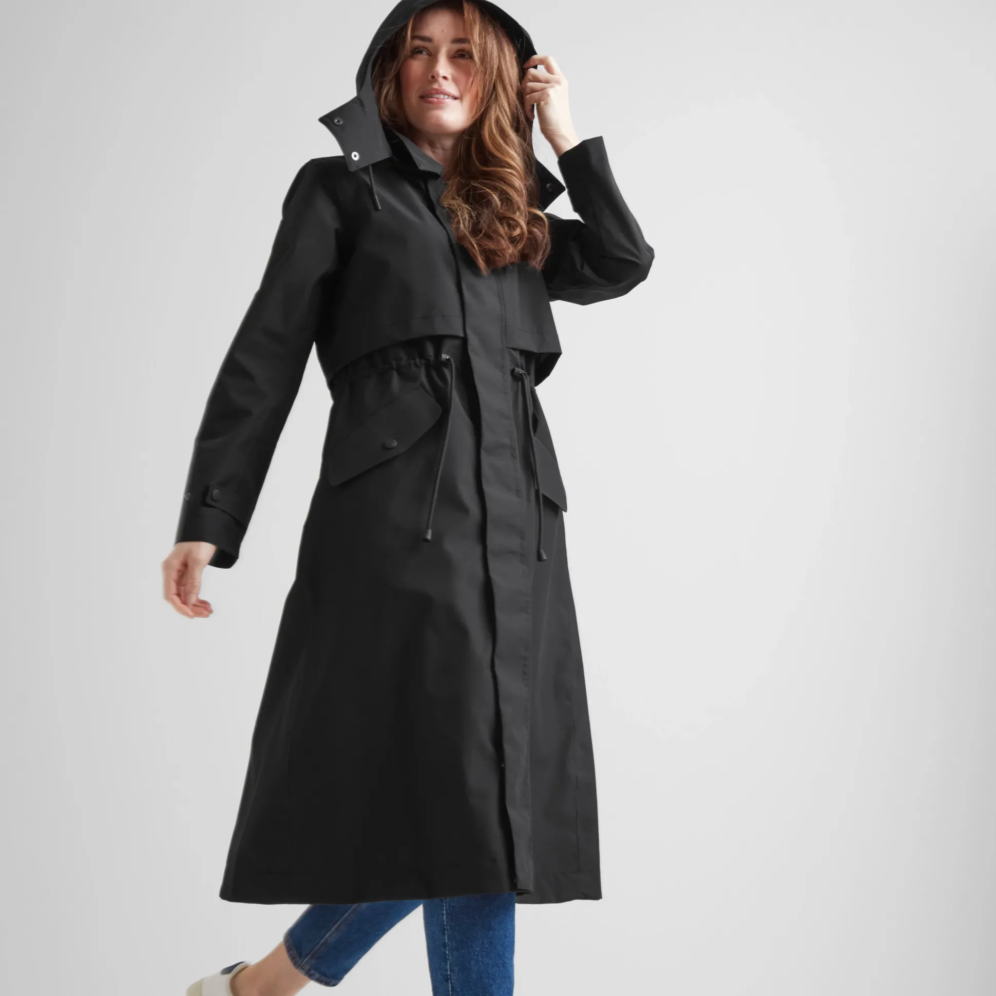 Alva Womens Waterproof Trench Coat - Black
