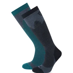 Aprica 2 Pack Mens Ski Sock - Black/Dark Turquoise
