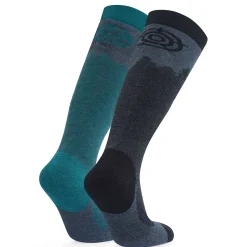 Aprica 2 Pack Mens Ski Sock - Black/Dark Turquoise