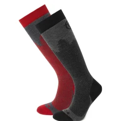 Aprica 2 Pack Mens Ski Sock - Black/Chilli Red