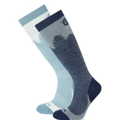 Aprica 2 Pack Womens Ski Sock - Oxford Blue/Mist Grey