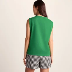 April Womens 100% Cotton Supersoft Boxy Fit Vest - Sage