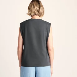 April Womens 100% Cotton Supersoft Boxy Fit Vest - Deep Slate