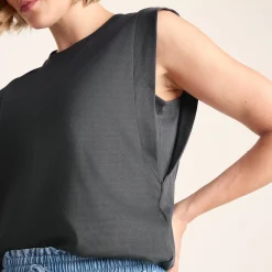 April Womens 100% Cotton Supersoft Boxy Fit Vest - Deep Slate