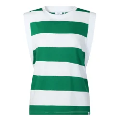 Aurelia Womens 100% Cotton Supersoft Boxy Fit Vest - Green Stripe