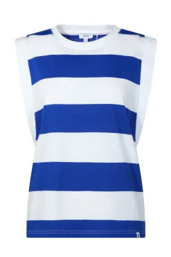 Aurelia Womens 100% Cotton Supersoft Boxy Fit Vest - Ultramarine Blue Stripe