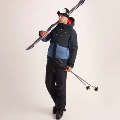 Avoriaz Mens Performance Waterproof Insulated Ski Jacket - Black/Fjord Blue