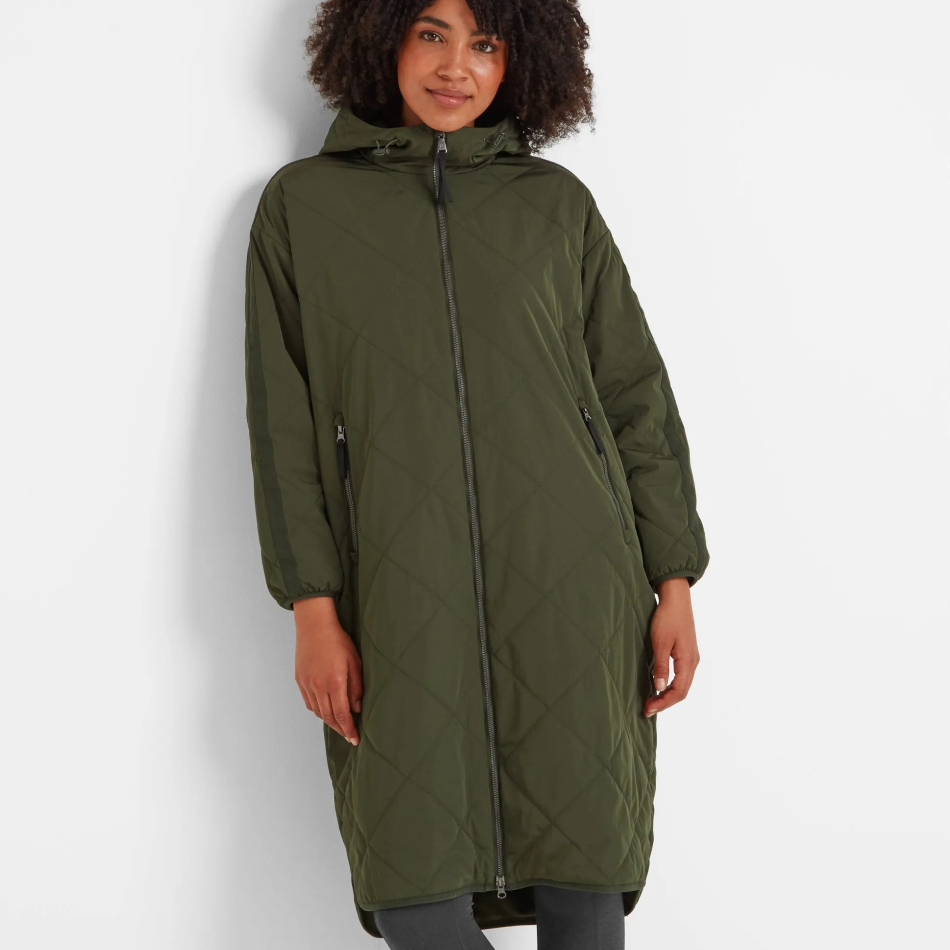 Banton Womens Oversized Shower Resistant Insulated Jacket - Dark Green