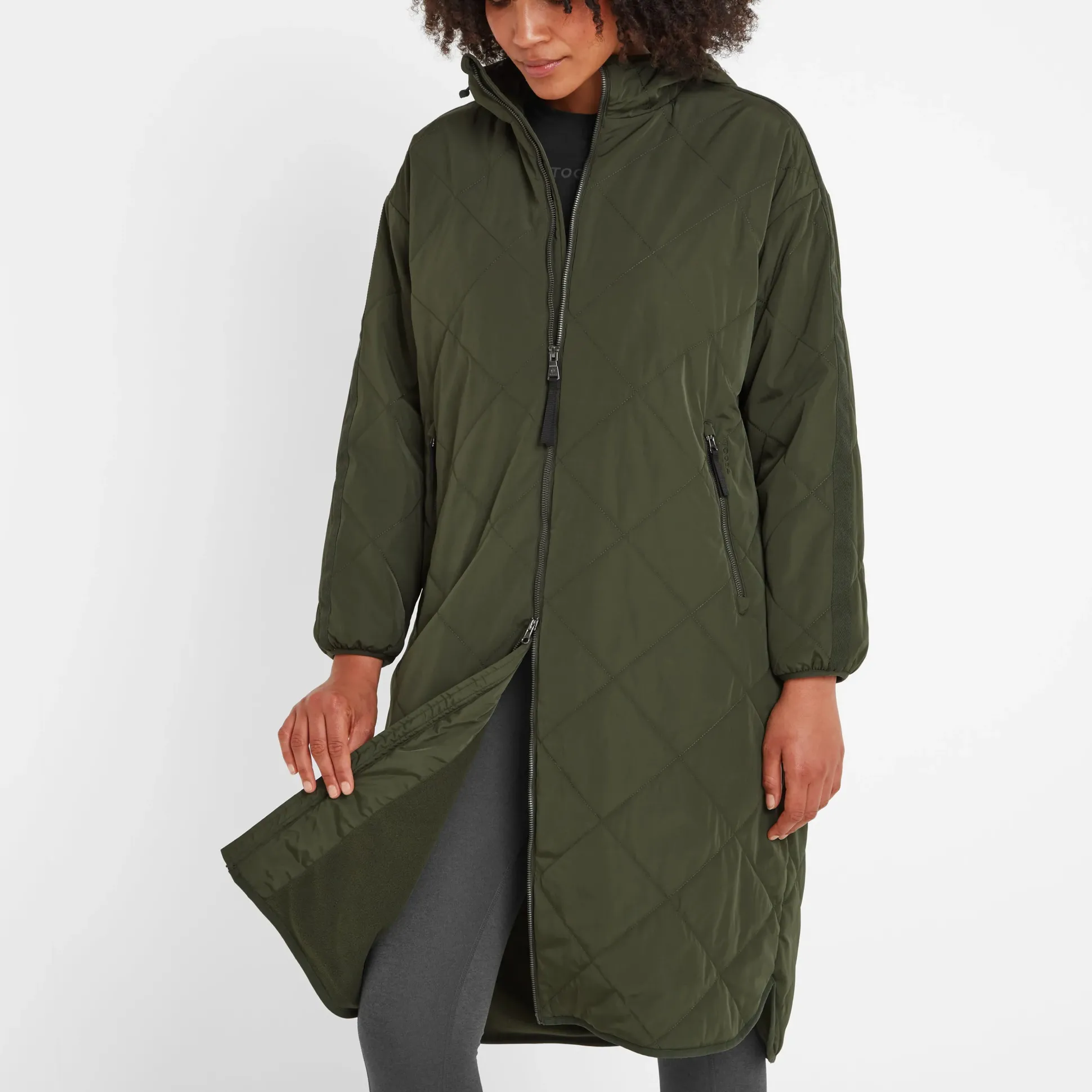 Banton Womens Oversized Shower Resistant Insulated Jacket - Dark Green