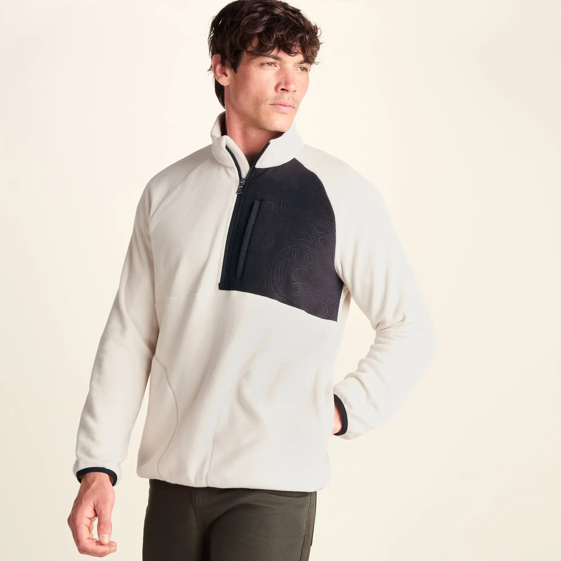 Barker Mens Midweight Microfleece Half Zip Pullover - Buttercream