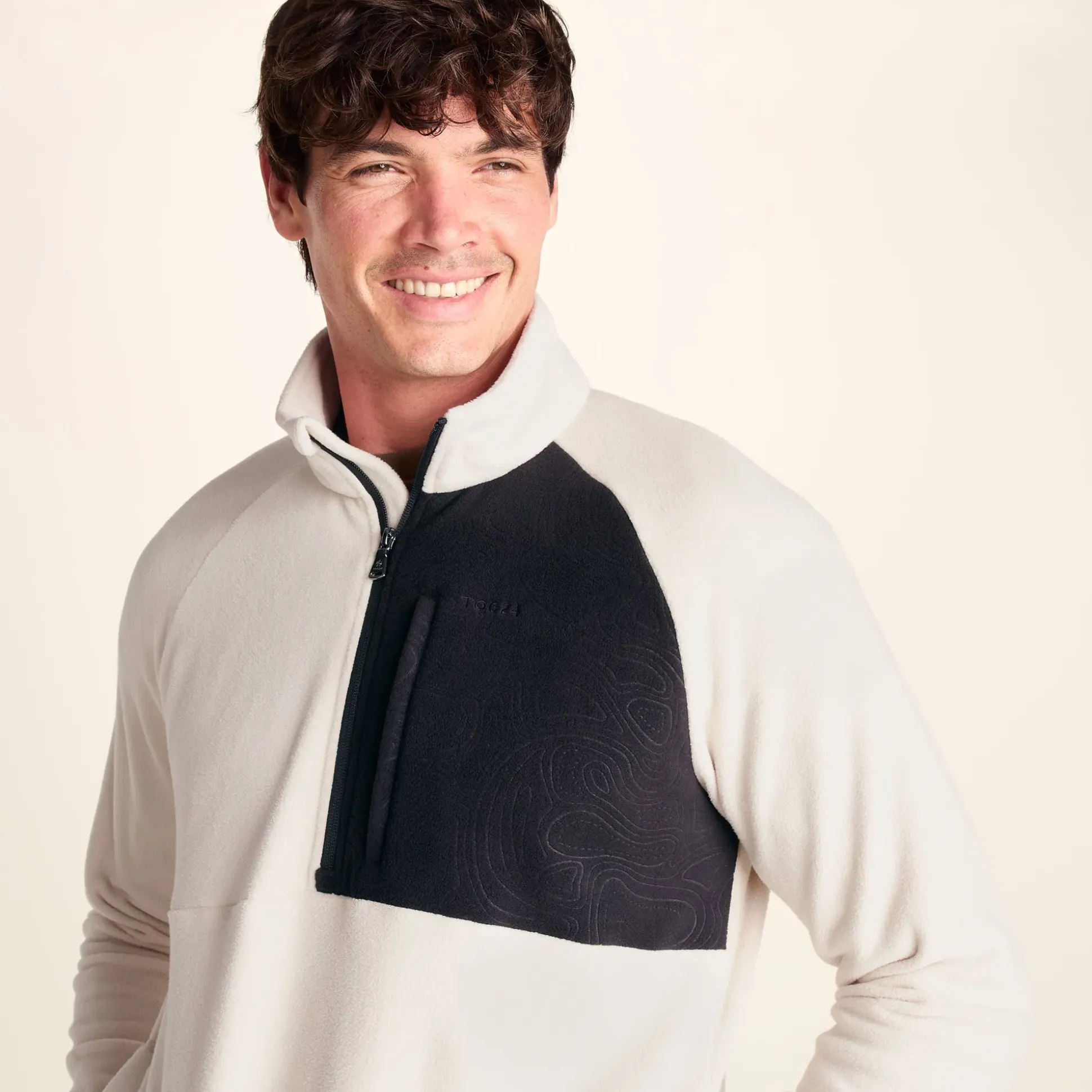 Barker Mens Midweight Microfleece Half Zip Pullover - Buttercream