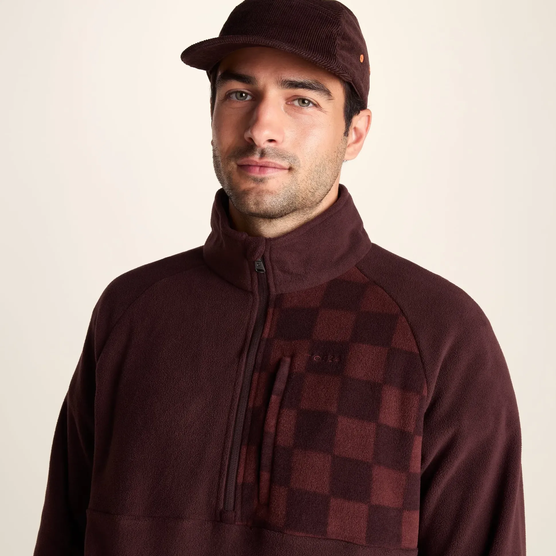 Barker Mens Midweight Microfleece Half Zip Pullover - Deep Brown