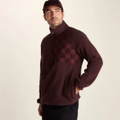 Barker Mens Midweight Microfleece Half Zip Pullover - Deep Brown