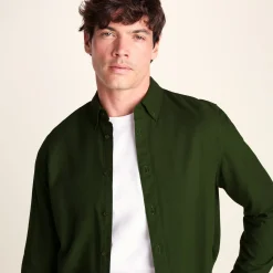 Barry Mens Long Sleeved Cotton Oxford Shirt - Leaf Green