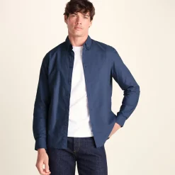 Barry Mens Long Sleeved Cotton Oxford Shirt - Smokey Blue