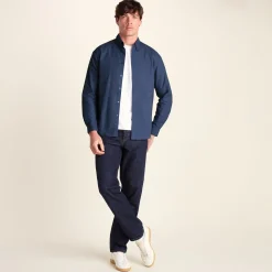 Barry Mens Long Sleeved Cotton Oxford Shirt - Smokey Blue
