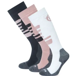 Bergenz 3 Pack Kids Ski Socks - Black/Faded Pink/Optic White