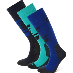 Bergenz 3 Pack Kids Ski Socks - Dark Indigo/Royal Blue /Ceramic Blue
