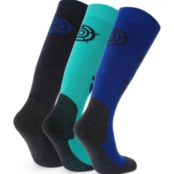 Bergenz 3 Pack Kids Ski Socks - Dark Indigo/Royal Blue /Ceramic Blue
