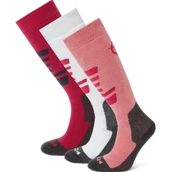 Bergenz 3 Pack Kids Ski Socks - Dark Pink/Playful Pink/Optic White
