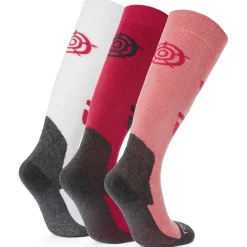 Bergenz 3 Pack Kids Ski Socks - Dark Pink/Playful Pink/Optic White