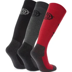 Bergenz 3 Pack Mens Ski Socks - Black/Chilli Red /Dark Grey Marl