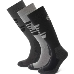Bergenz 3 Pack Mens Ski Socks - Black/Soot Grey/Moon Grey