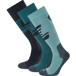 Bergenz 3 Pack Mens Ski Socks - Black/Dark Turquoise/Steel Teal