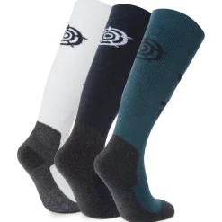 Bergenz 3 Pack Womens Ski Socks - Dark Indigo/Optic White/Jewel Blue