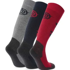 Bergenz 3 Pack Womens Ski Socks - Dark Indigo/Dark Pink/Light Grey Marl
