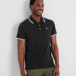 Biston Mens 100% Cotton Pique Polo Shirt - Black