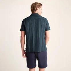 Boldon Mens 100% Cotton Supersoft Short Sleeve Shirt - Dark Indigo Stripe