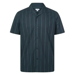 Boldon Mens 100% Cotton Supersoft Short Sleeve Shirt - Dark Indigo Stripe