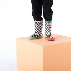 Border Kids Shaun the Sheep Wellies - Black White Checkerboard