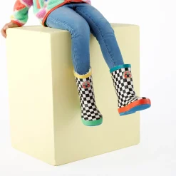 Border Kids Shaun the Sheep Wellies - Black White Checkerboard