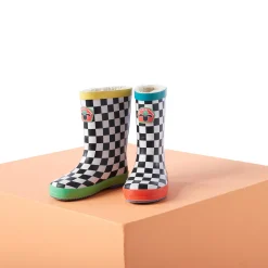 Border Kids Shaun the Sheep Wellies - Black White Checkerboard
