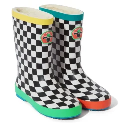 Border Kids Shaun the Sheep Wellies - Black White Checkerboard