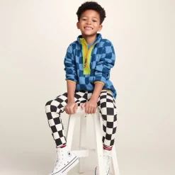 Brecknock Kids Shaun the Sheep Fleece Zip Neck - Bluebell/Night Blue Checkerboard