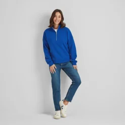 Caldene Womens Supersoft Quarter Zip Sweat - Ultra Marine Blue