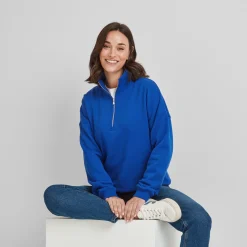 Caldene Womens Supersoft Quarter Zip Sweat - Ultra Marine Blue